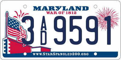 MD license plate 3AD9591