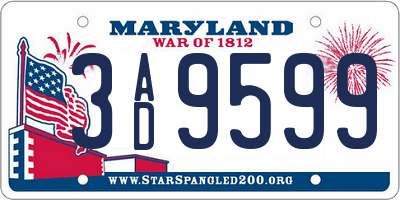 MD license plate 3AD9599