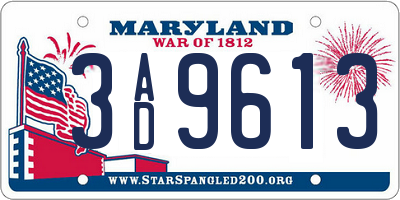 MD license plate 3AD9613