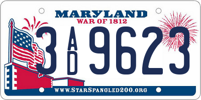 MD license plate 3AD9623