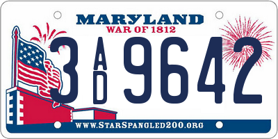 MD license plate 3AD9642