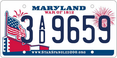 MD license plate 3AD9659