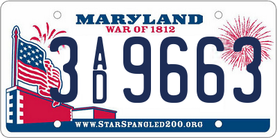 MD license plate 3AD9663