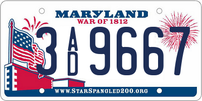 MD license plate 3AD9667