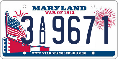 MD license plate 3AD9671