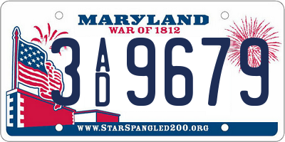 MD license plate 3AD9679