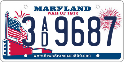MD license plate 3AD9687