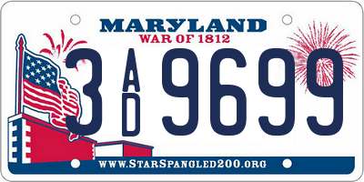 MD license plate 3AD9699