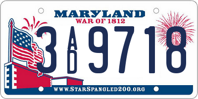 MD license plate 3AD9718