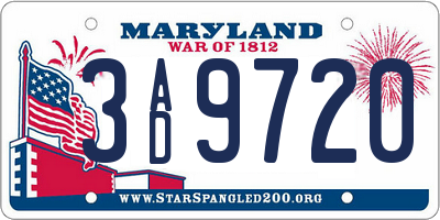 MD license plate 3AD9720