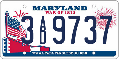 MD license plate 3AD9737