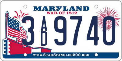 MD license plate 3AD9740