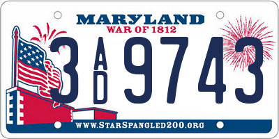 MD license plate 3AD9743