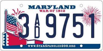MD license plate 3AD9751