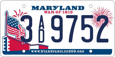 MD license plate 3AD9752