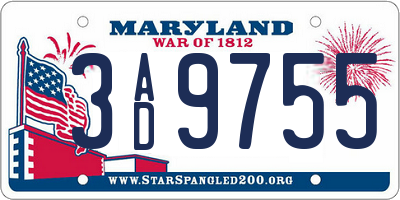 MD license plate 3AD9755