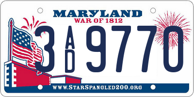 MD license plate 3AD9770