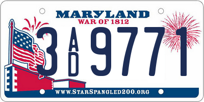MD license plate 3AD9771