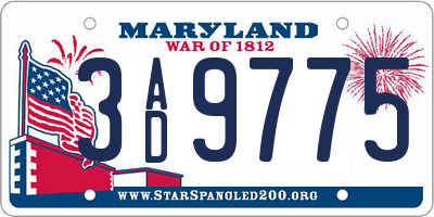 MD license plate 3AD9775