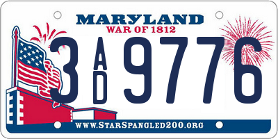 MD license plate 3AD9776