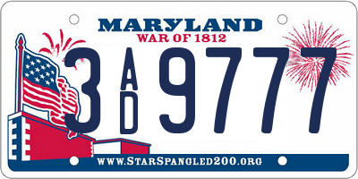 MD license plate 3AD9777