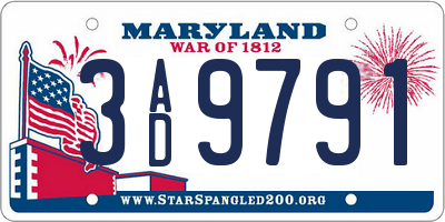 MD license plate 3AD9791