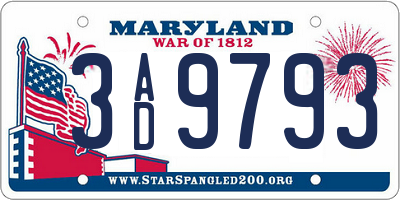 MD license plate 3AD9793