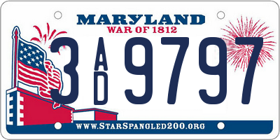 MD license plate 3AD9797