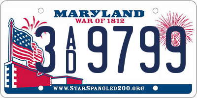 MD license plate 3AD9799
