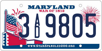 MD license plate 3AD9805