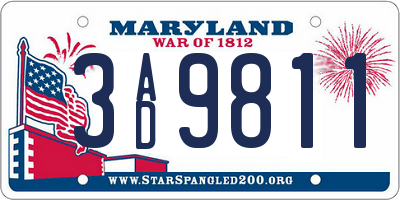 MD license plate 3AD9811