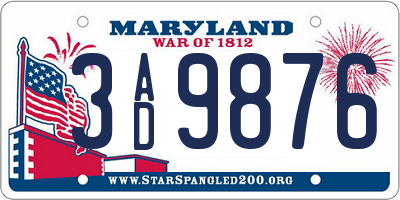 MD license plate 3AD9876