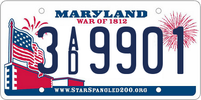 MD license plate 3AD9901