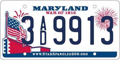 MD license plate 3AD9913