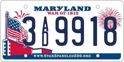 MD license plate 3AD9918
