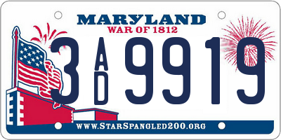 MD license plate 3AD9919