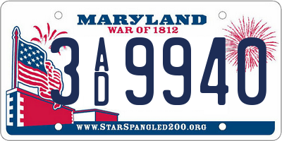 MD license plate 3AD9940
