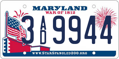 MD license plate 3AD9944