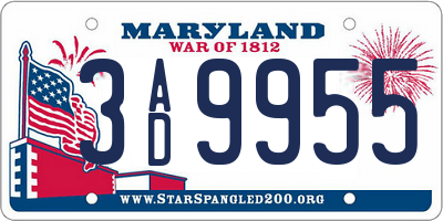 MD license plate 3AD9955