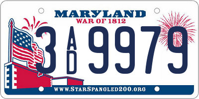 MD license plate 3AD9979