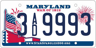 MD license plate 3AD9993