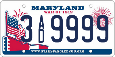 MD license plate 3AD9999
