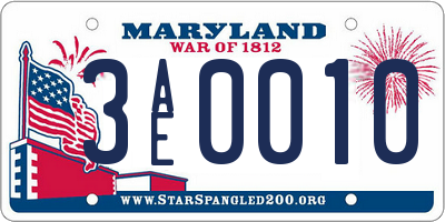 MD license plate 3AE0010