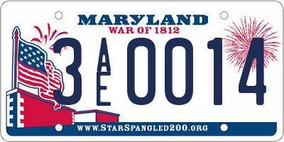 MD license plate 3AE0014