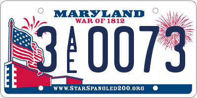 MD license plate 3AE0073