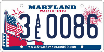 MD license plate 3AE0086