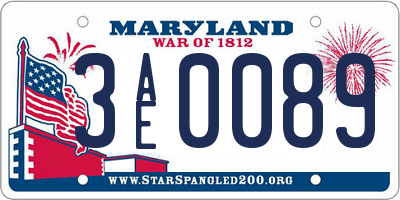 MD license plate 3AE0089