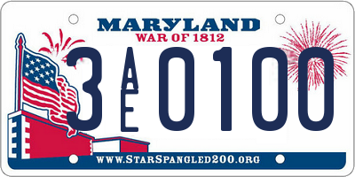 MD license plate 3AE0100