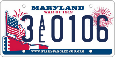 MD license plate 3AE0106