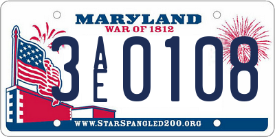 MD license plate 3AE0108